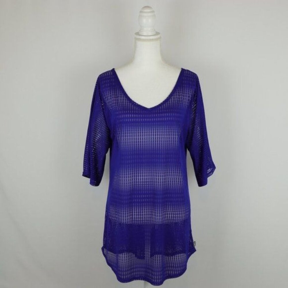 O'Neill Women's XS Purple Mesh V-Neck 3/4 Dolman Sleeve Swim Coverup